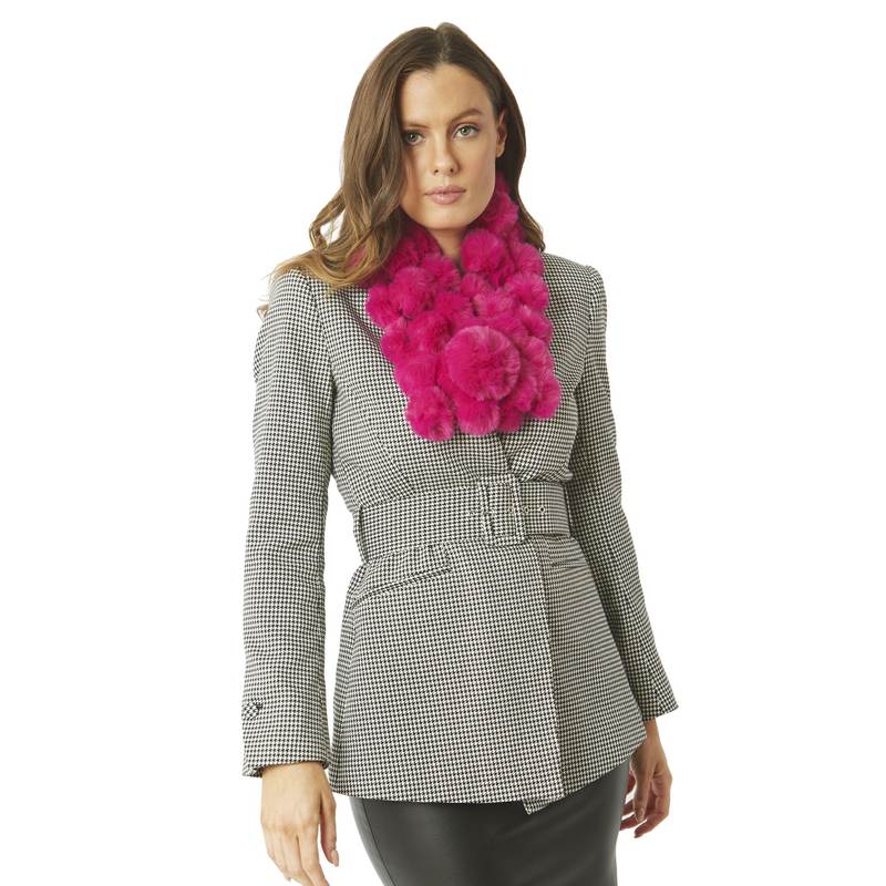 Faux Fur Pat Scarf Purple FMS9A-05M on model