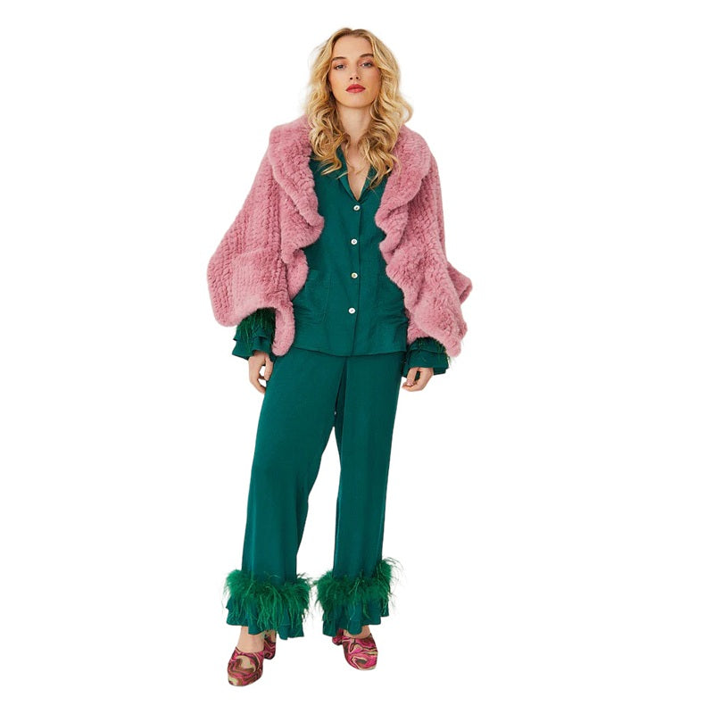 Faux Fur Wrap Pink FMCP345A-D0 on model front