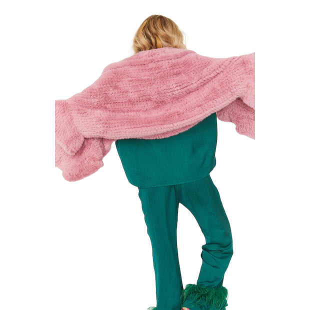 Faux Fur Wrap Pink FMCP345A-D0 on model back
