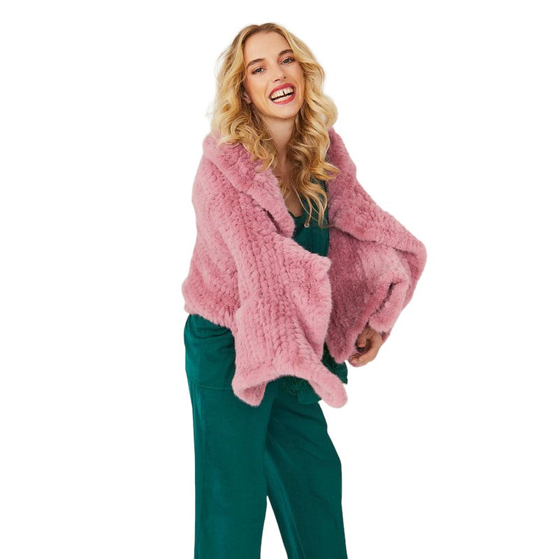 Faux Fur Wrap Pink FMCP345A-D0 on model side
