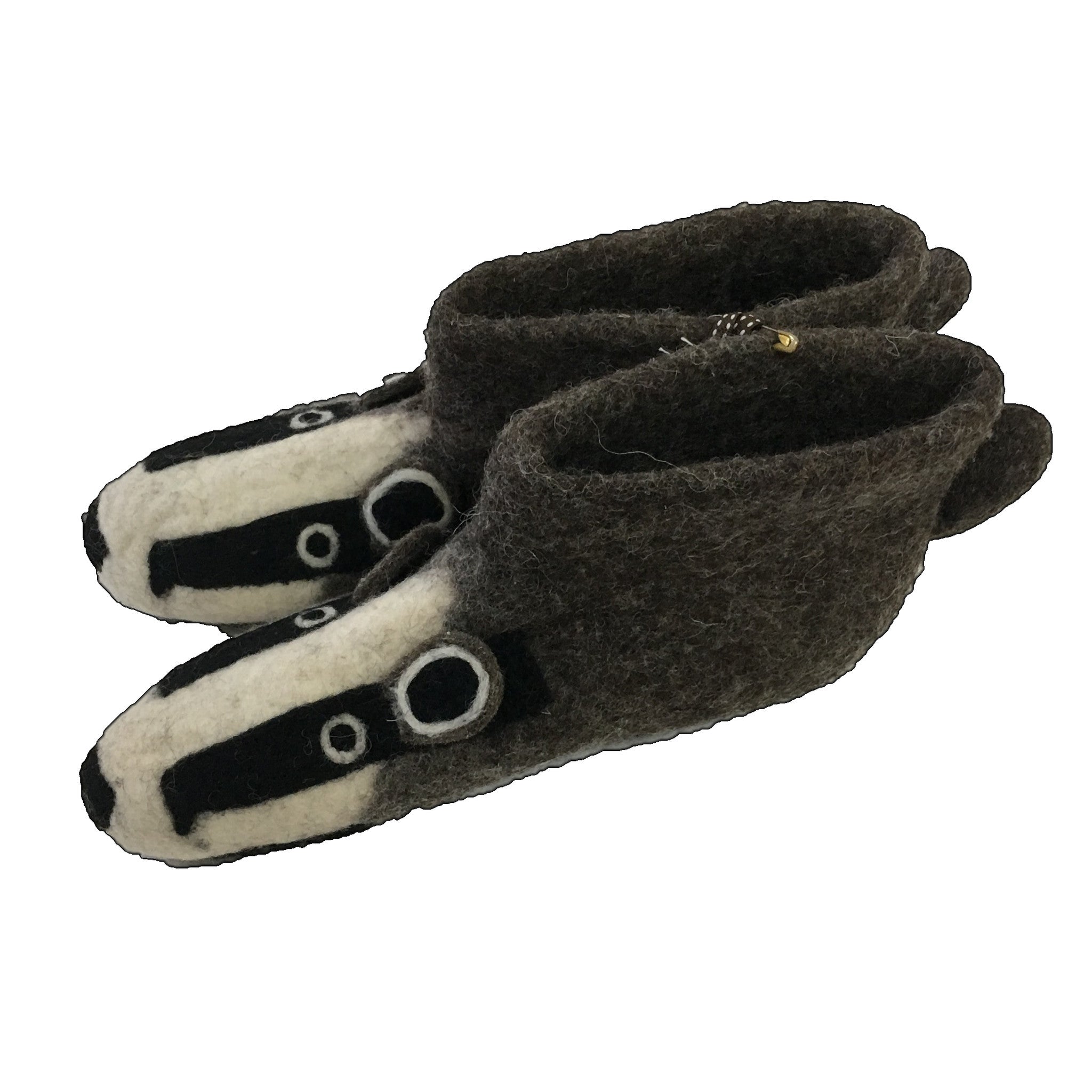 Billie Badger Adult Felt Slippers from side