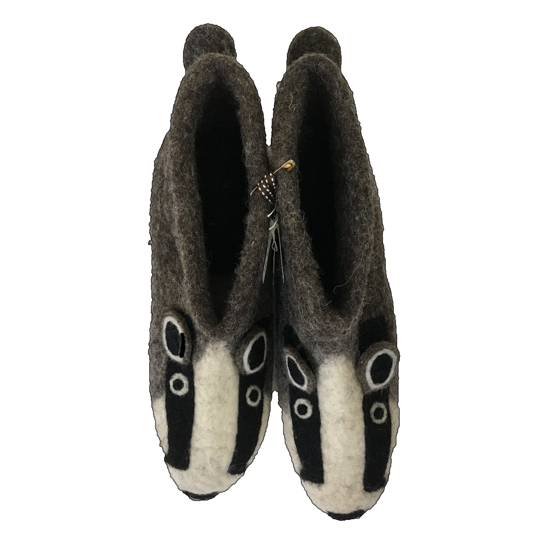 Billie Badger Adult Felt Slippers from above