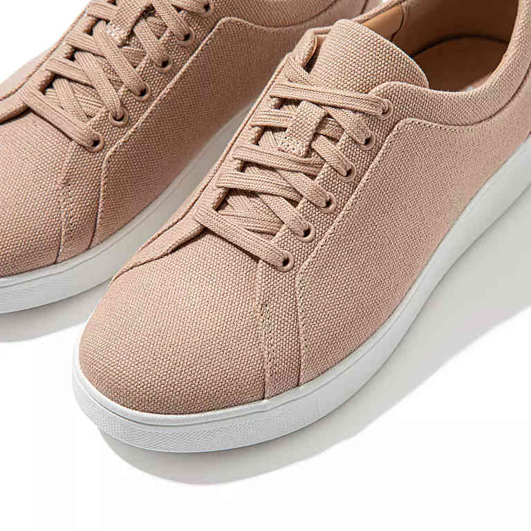 Fitflop Canvas Rally Trainers Beige BF8-137 close-up