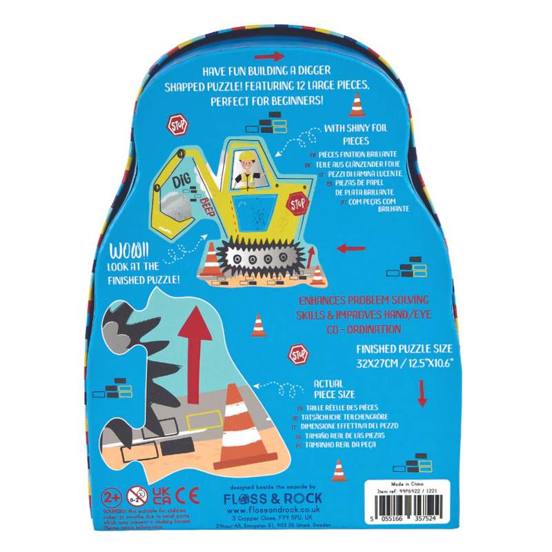 Floss & Rock Jigsaw Puzzle 12 piece Construction Digger 44P6422 back
