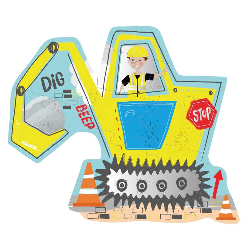 Floss & Rock Jigsaw Puzzle 12 piece Construction Digger 44P6422 completed
