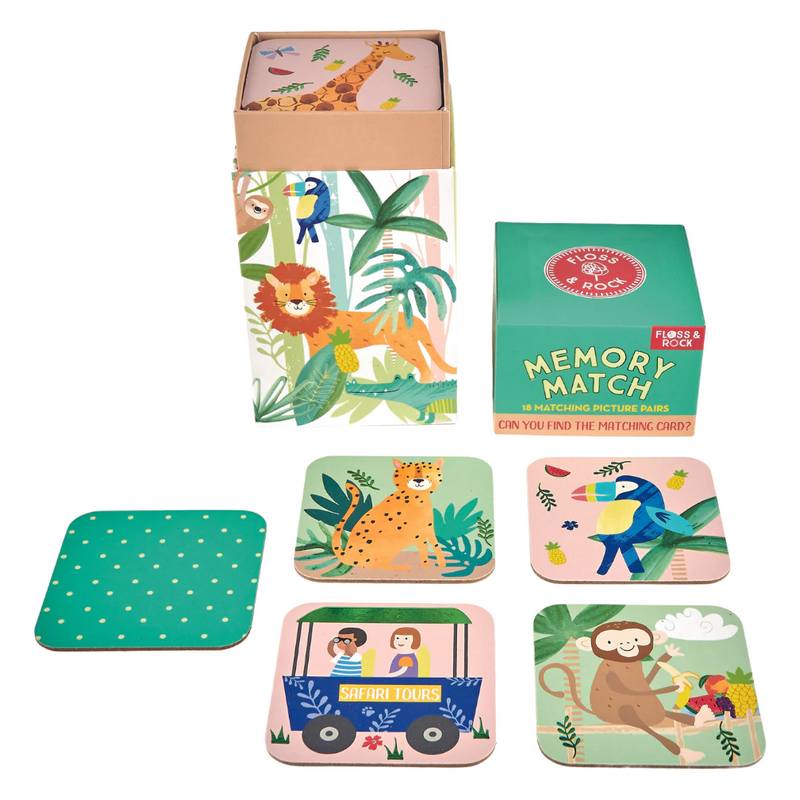 Floss & Rock Jungle Memory Match Game 44P6445 open with contents