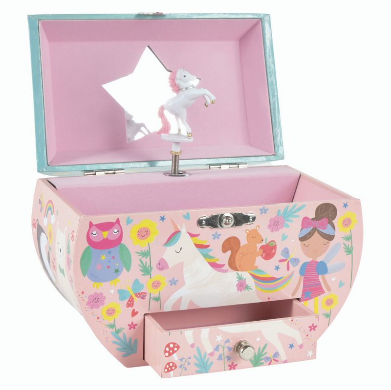 Floss & Rock Rainbow Fairy Oval Musical Jewellery Box 43P6388 open