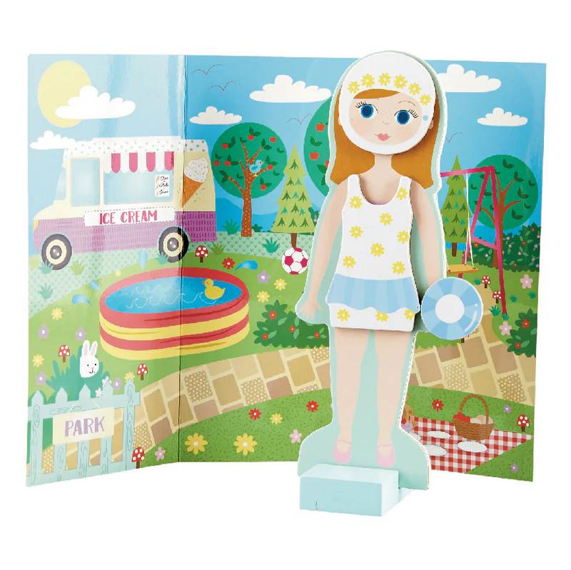 Floss & Rock Wooden Magnetic Dress Up Doll Elsie 36P2683 in use