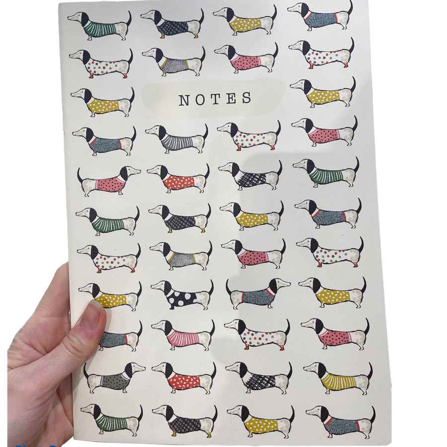 Frank Sausage Dog A4 Lined Notebook front