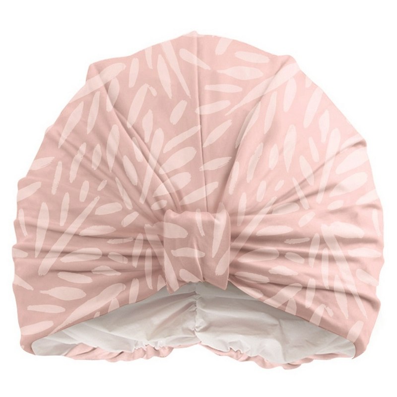 Full Circle Beauty Pink Leaf Turban Style Shower Cap FCB-SC0031PK front