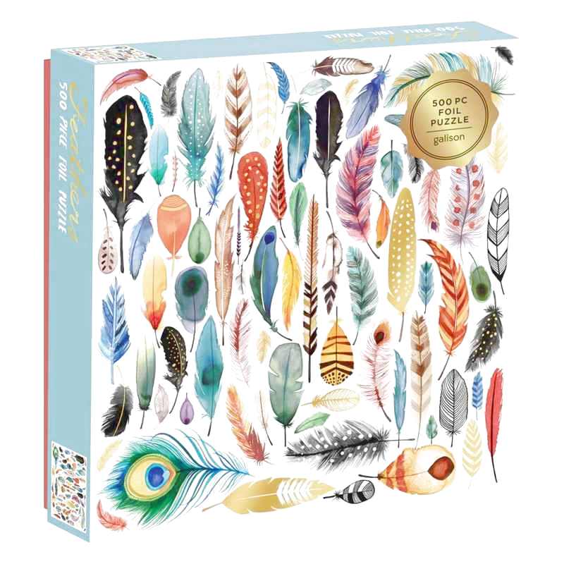 Galison Feathers 500-piece Foil Jigsaw Puzzle in box