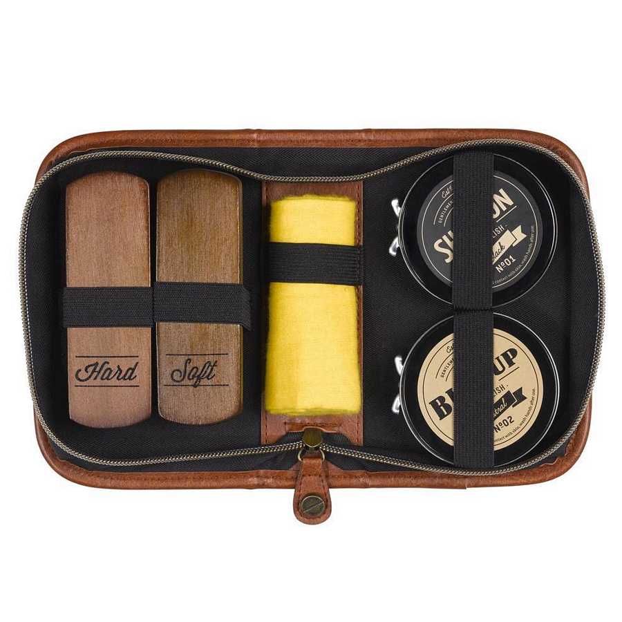 Gentlemen's Hardware Charcoal Shoe Shine Kit open
