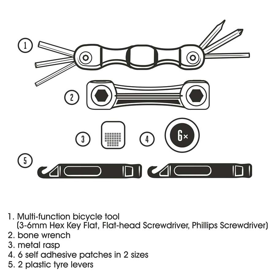 Gentlemen's Hardware Bicycle Repair Kit GEN333 contents