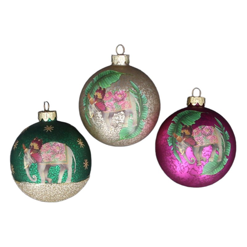 Gisela Graham Antiqued Glass Bauble Elephant 00414 main