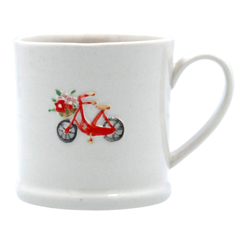 Gisela Graham Bicycle & Flowers Stoneware Mini Mug 32350 front