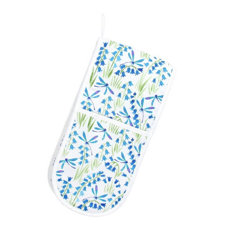 Gisela Graham Bluebell & Dragonfly Cotton Oven Gloves 81239 main
