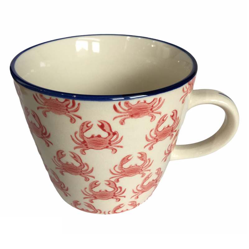 Gisela Graham Ceramic Mug Pink Crab 31761 tipped