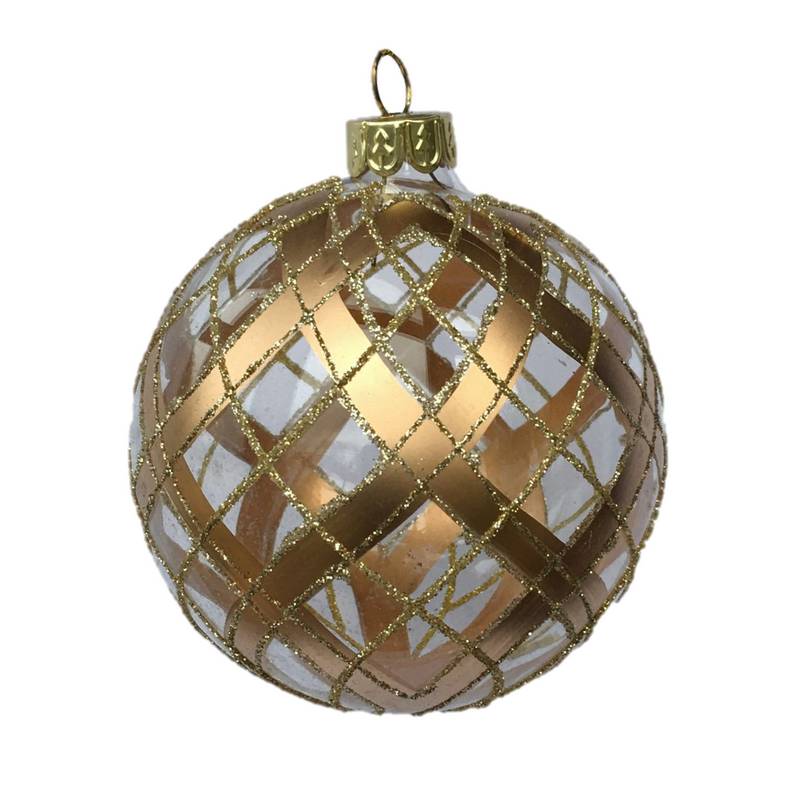 Gisela Graham Clear Glass Ball with Matt Gold Trellis