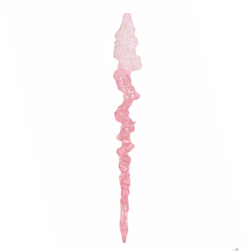 Gisela Graham Clear & Pink Twisted Acrylic Icicle Christmas Decoration front