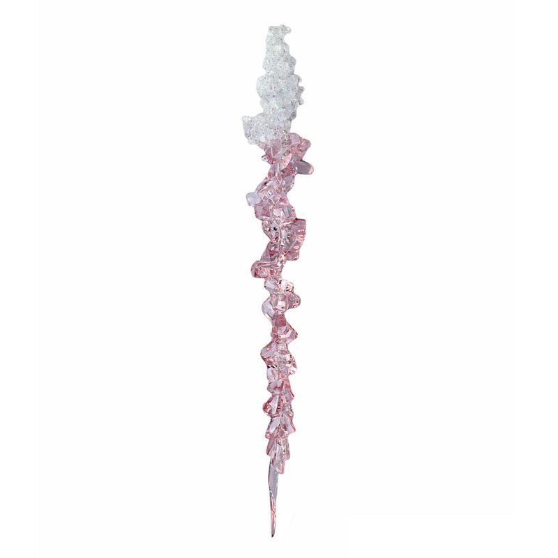 Gisela Graham Clear & Pink Twisted Acrylic Icicle Christmas Decoration main