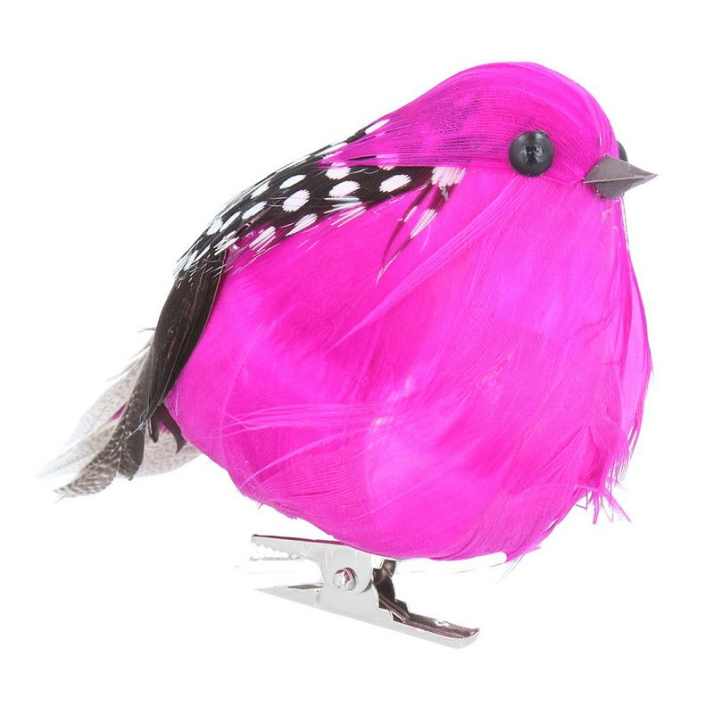 Gisela Graham Clip on Round Bird Decoration Fuchsia 12783 main