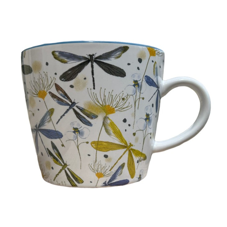 Gisela Graham Dragonflies White Ceramic Mug 30158 front
