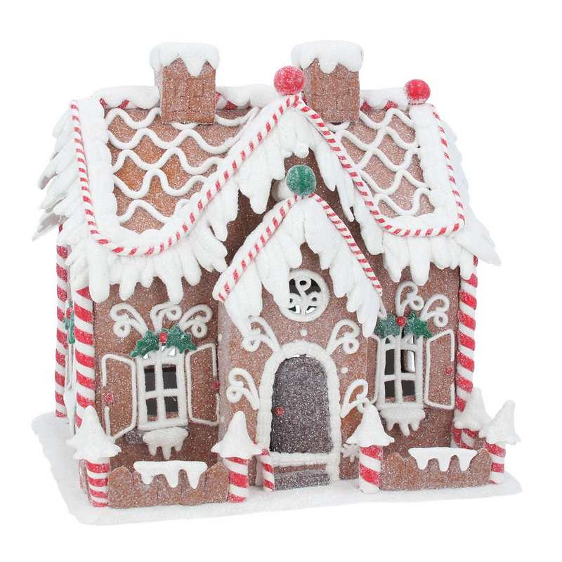 Gisela Graham Gingerbread House LED Ornament Large 35611 front