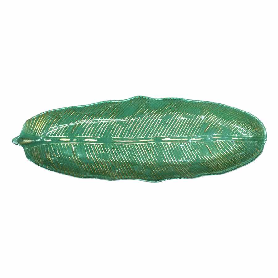 Gisela Graham Glass Banana Leaf Decorative Dish