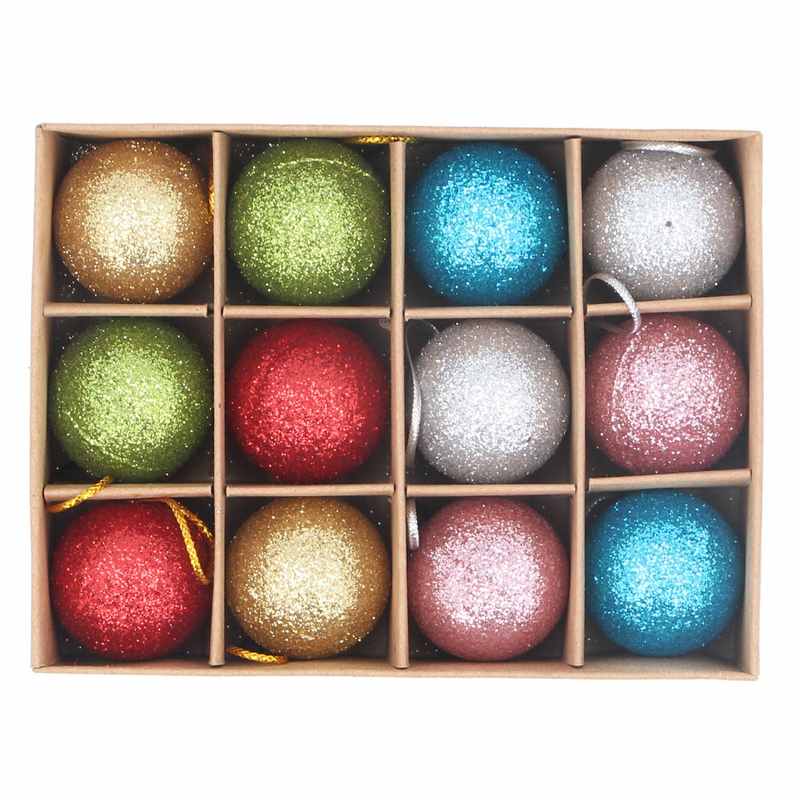 Gisela Graham Glitter Mini Baubles Multicoloured Pack of 12 14269 main