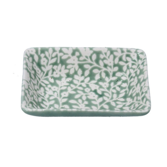 Gisela Graham Green Floral Vines Trinket Dish small