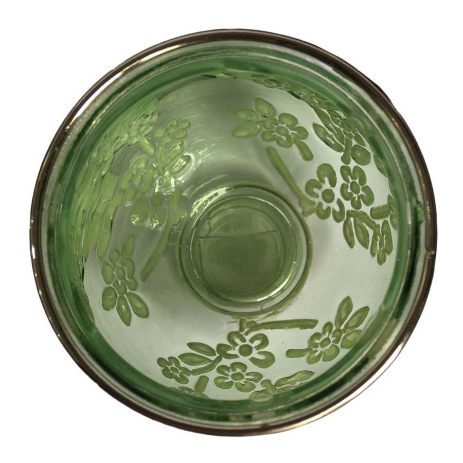 Gisela Graham Green Glass Blossom Candle Holder Large inside