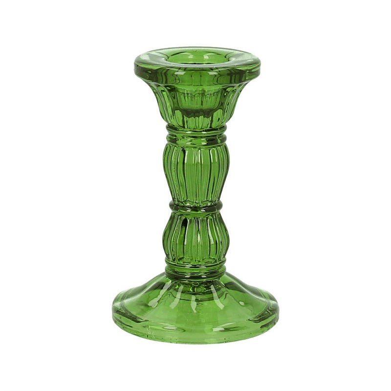 Gisela Graham Green Glass Candlestick Small 51391 main