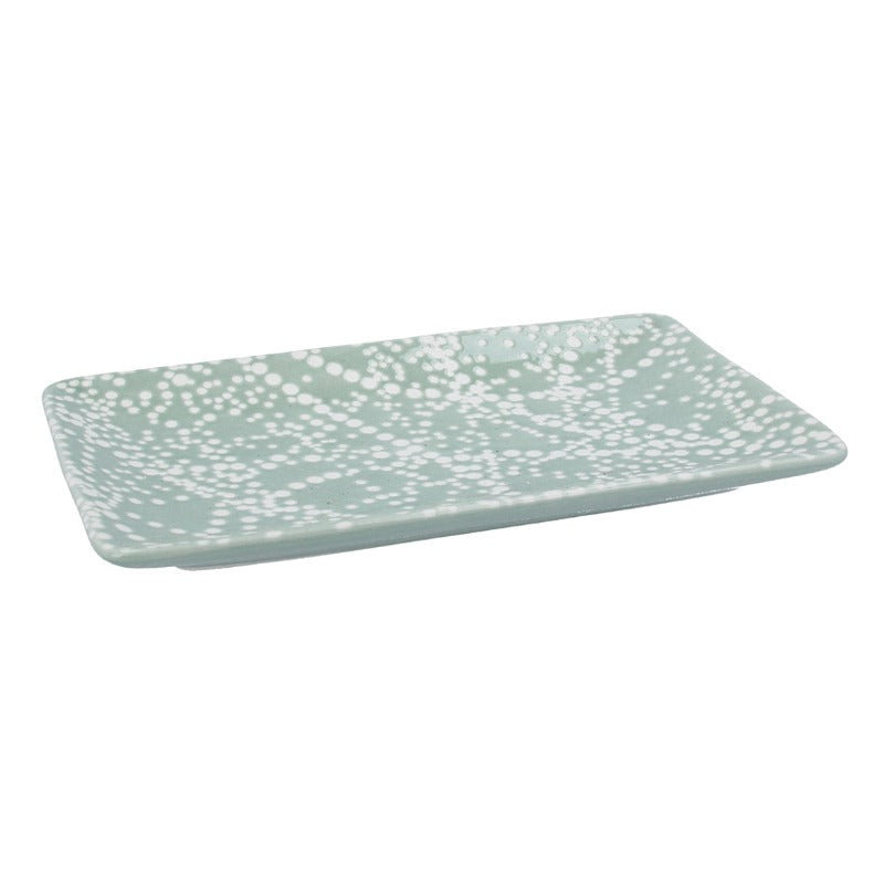 Gisela Graham Green Spotty Ceramic Trinket Rectangular Dish 33093 side