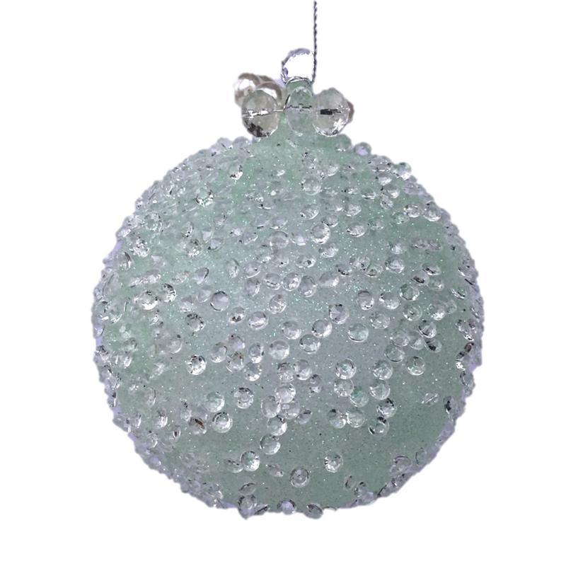 Gisela Graham Mint Green Beaded Glass Ball with Pearls