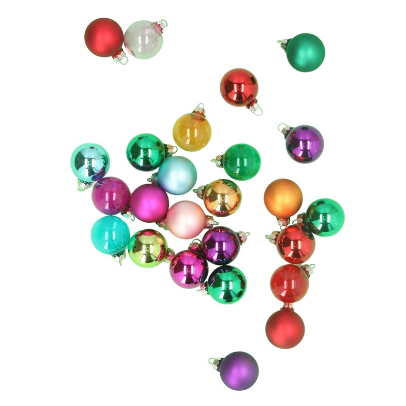 Gisela Graham Multicolour Mini Christmas Tree Glass Bauble Box of 25 00330 main