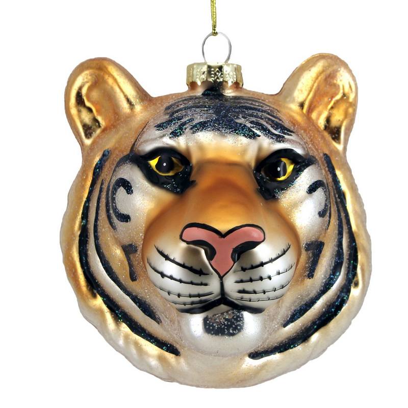 Gisela Graham Painted Glass Tiger Head Bauble 00953 main