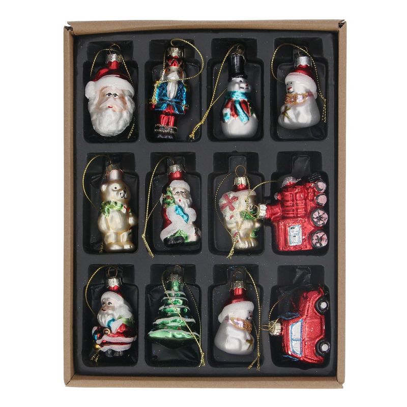 Painted Shaped Glass Baubles Box of 12