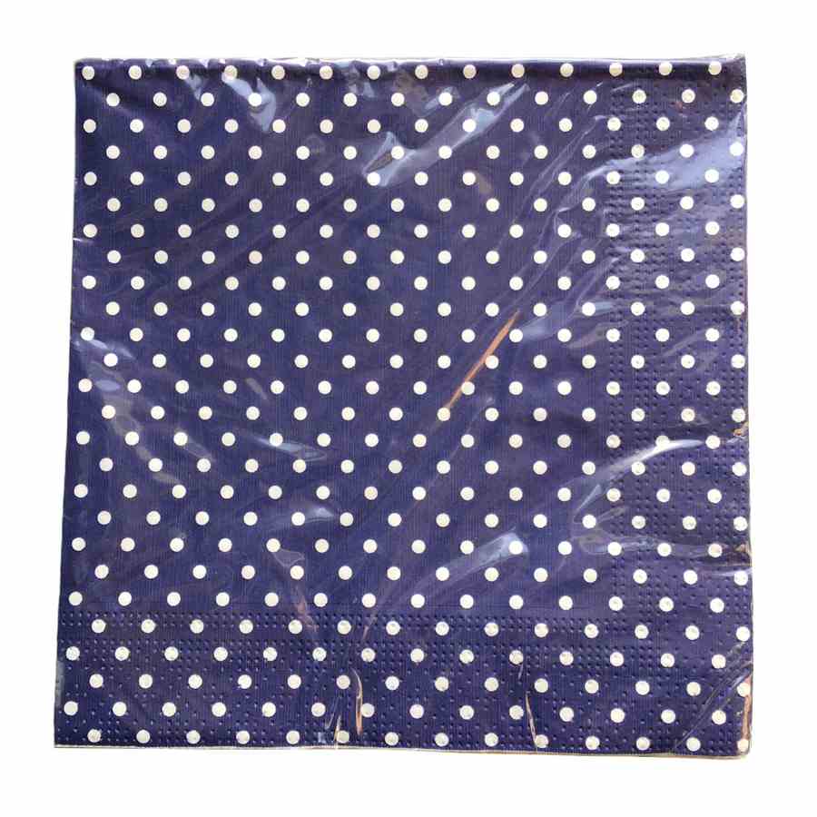 Gisela Graham Paper Napkin Pack Blue With White Mini Dots Pack of 20