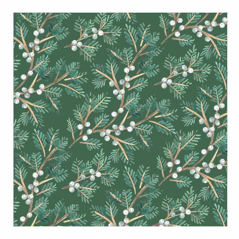 Gisela Graham Paper Napkins Green Pine & White Berry 37532 main