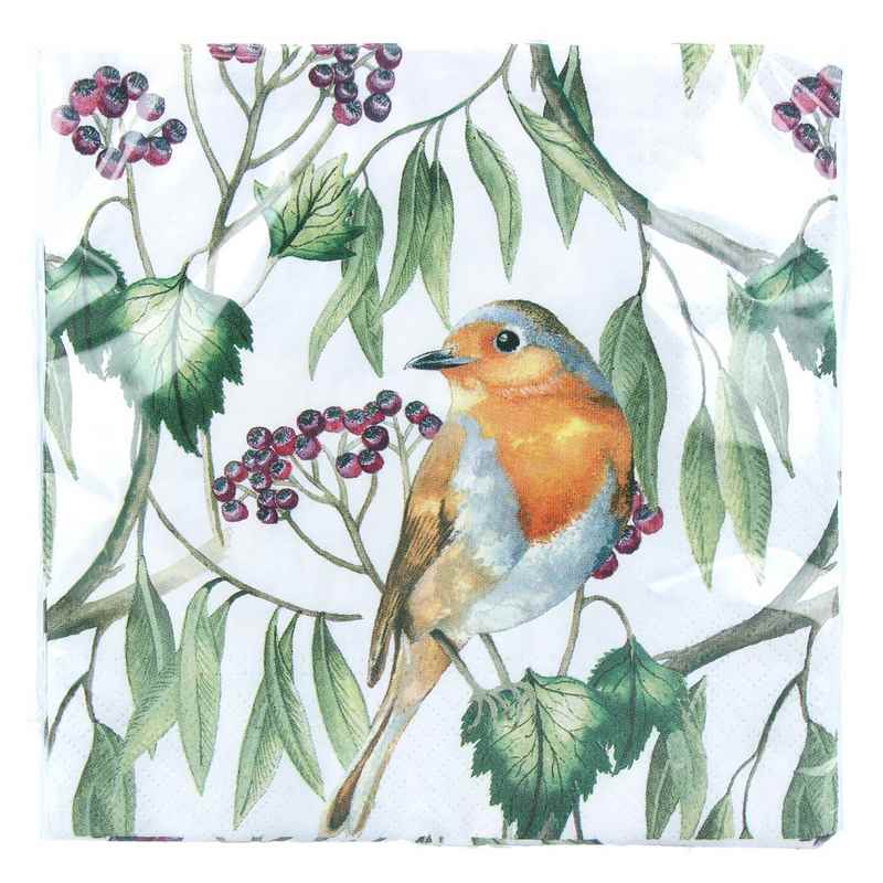 Gisela Graham Paper Napkins Robin On Branch 37510 main