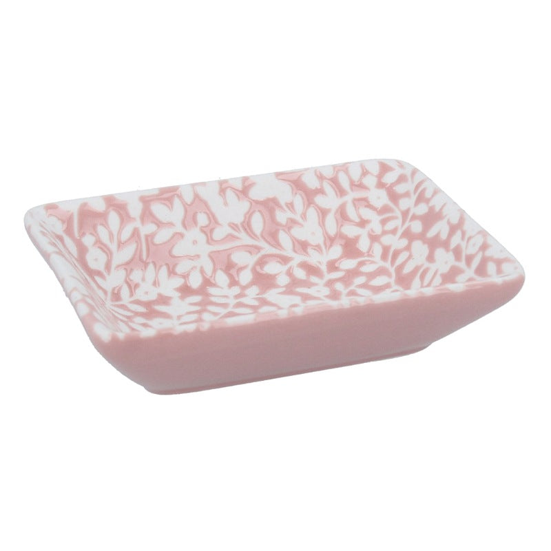 Gisela Graham Pink Floral Vines Ceramic Trinket Dish 33097 side