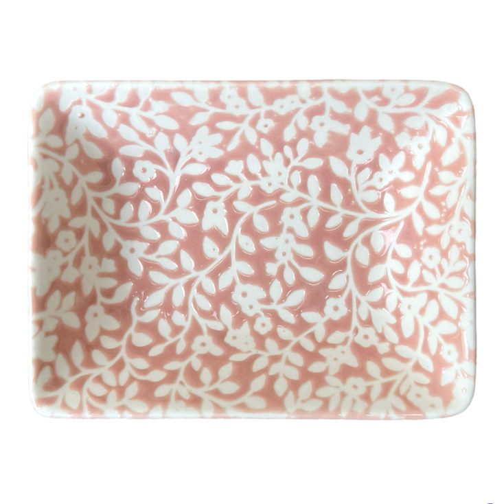 Gisela Graham Pink Floral Vines Ceramic Trinket Dish 33097 top