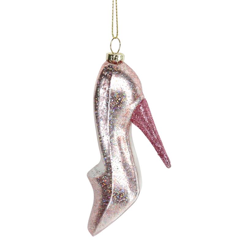 Gisela Graham Pink Glass Stiletto Decoration