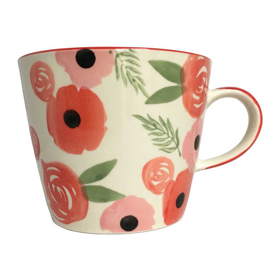 Gisela Graham Poppies Ceramic Mug front