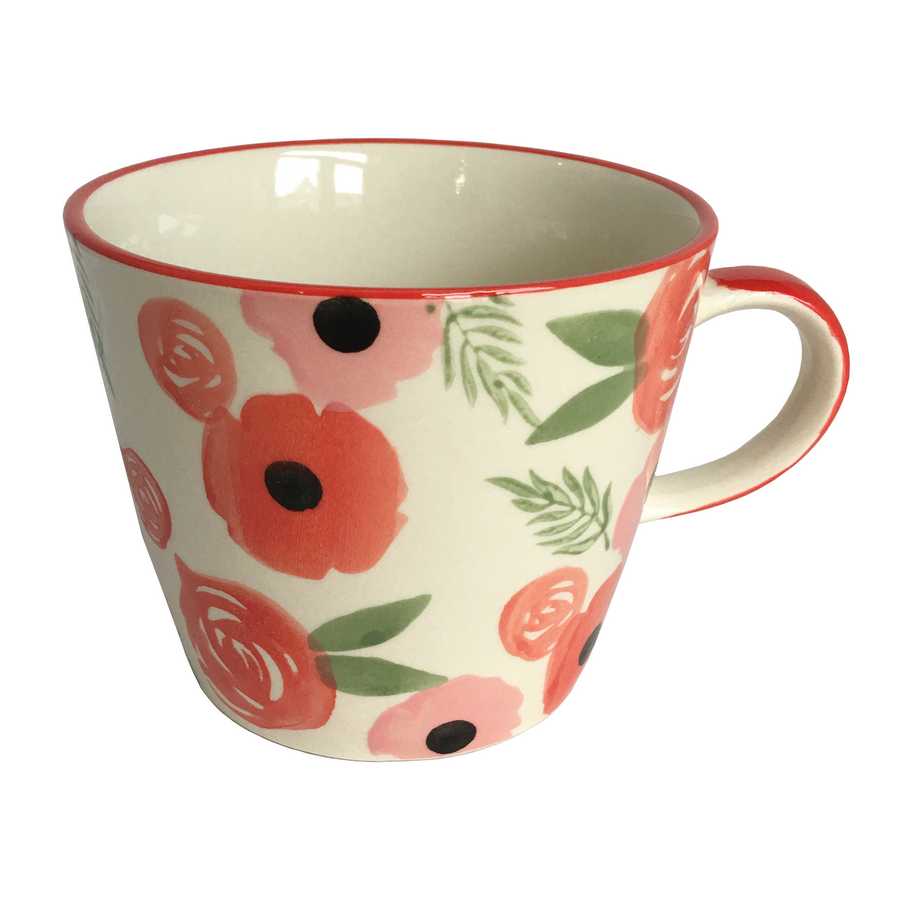 Gisela Graham Poppies Ceramic Mug top angled