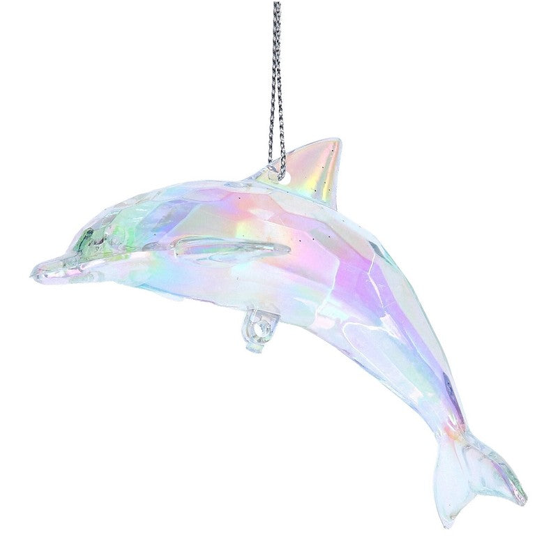 Gisela Graham Rainbow Acrylic Dolphin Christmas Tree Decoration 16373