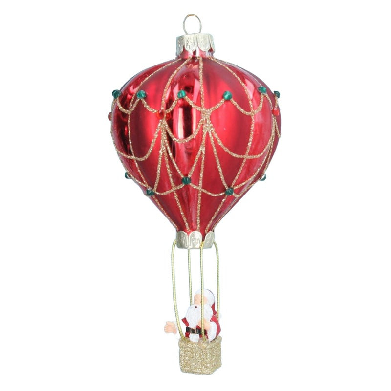 Gisela Graham Santa's Hot Air Balloon Glass Christmas Bauble 00312 main