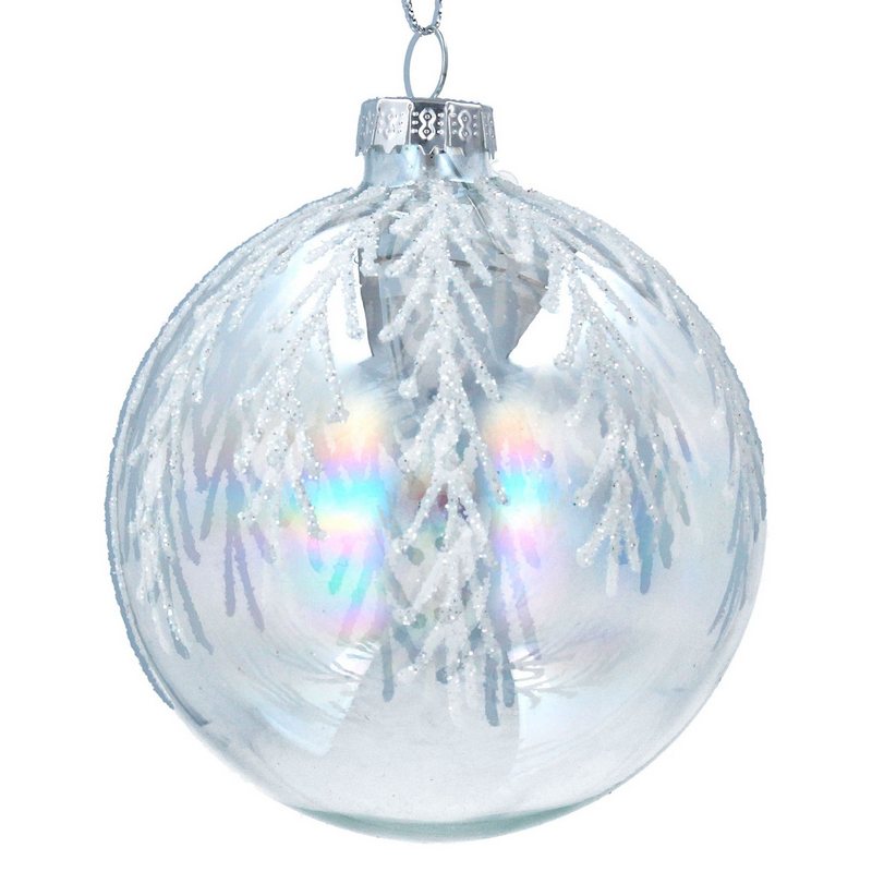Gisela Graham Silver Glitter Twigs Soap Bubble Glass Bauble 01809 main