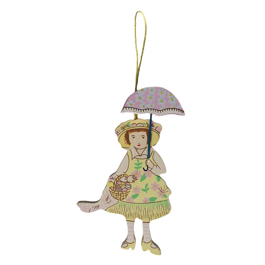 Gisela Graham Victorian Girl Wooden Hanging Decoration front