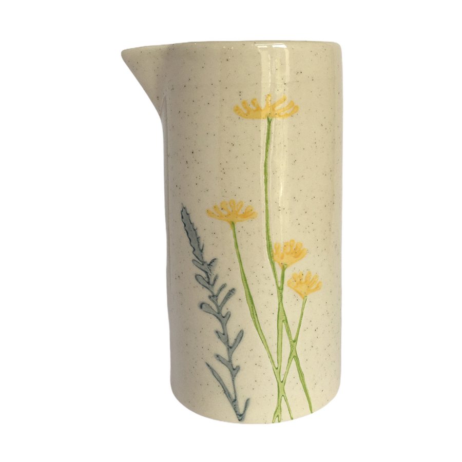 Gisela Graham Yellow Daisy & Lavender Artisan Ceramic Milk Jug front